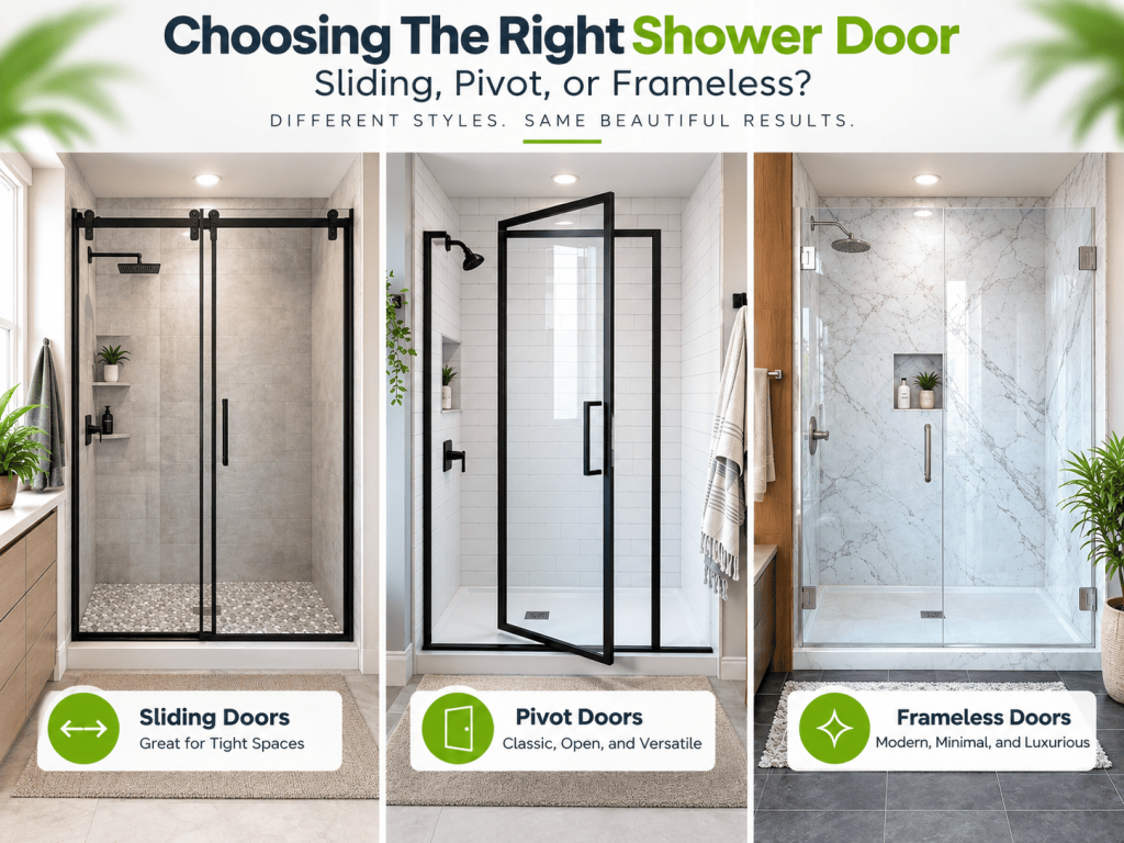Choosing The Right Shower Door Sliding, Pivot, or Frameless